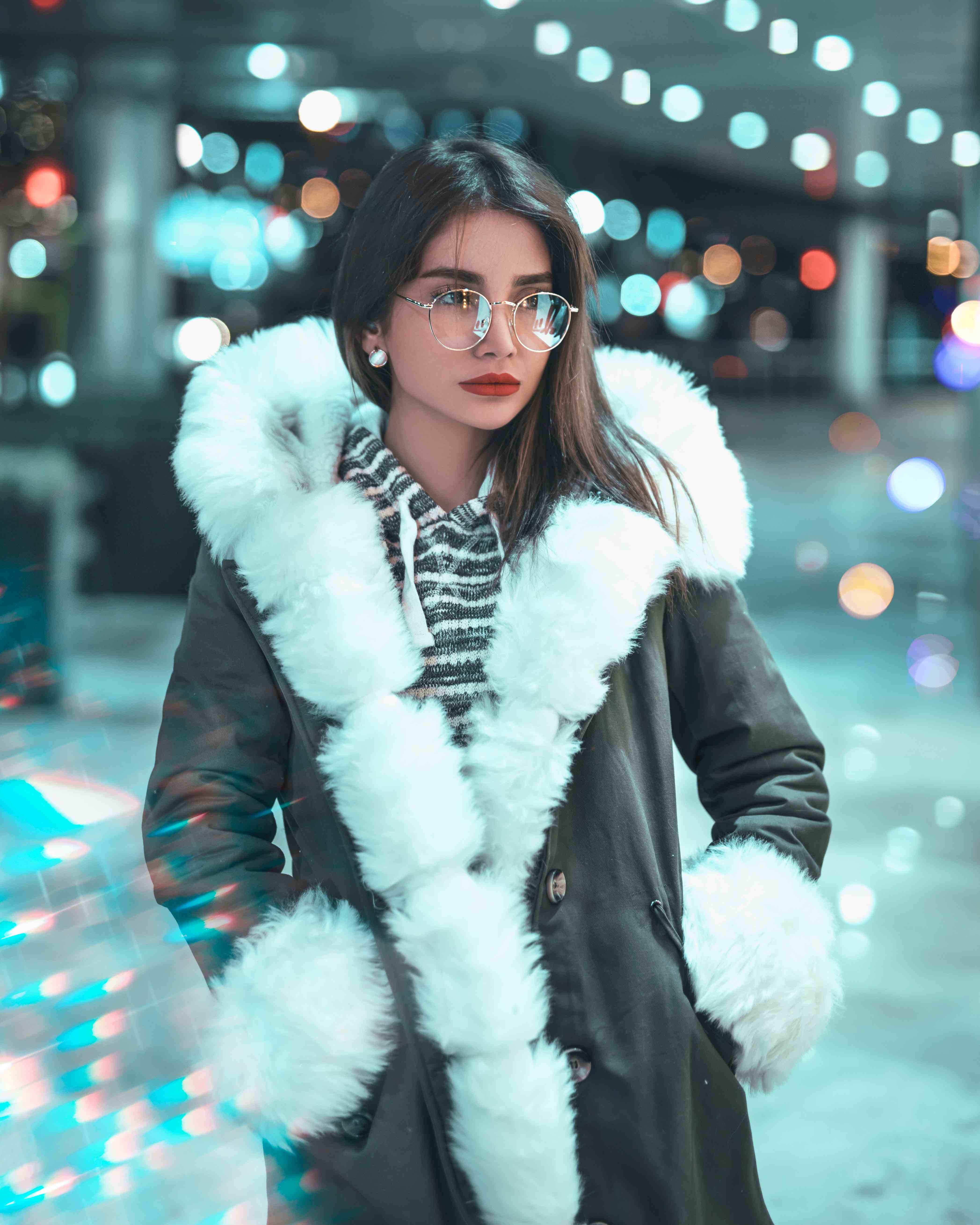 Girl with round clear glasses
